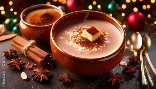  A rich Mexican champurrado, flavored with cinnamon and vanilla, warms the festive atmospher_1(479) photo