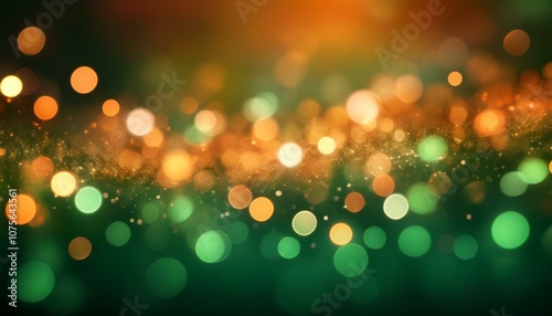 Obraz na płótnie abstract background with green and orange bokeh w salonie