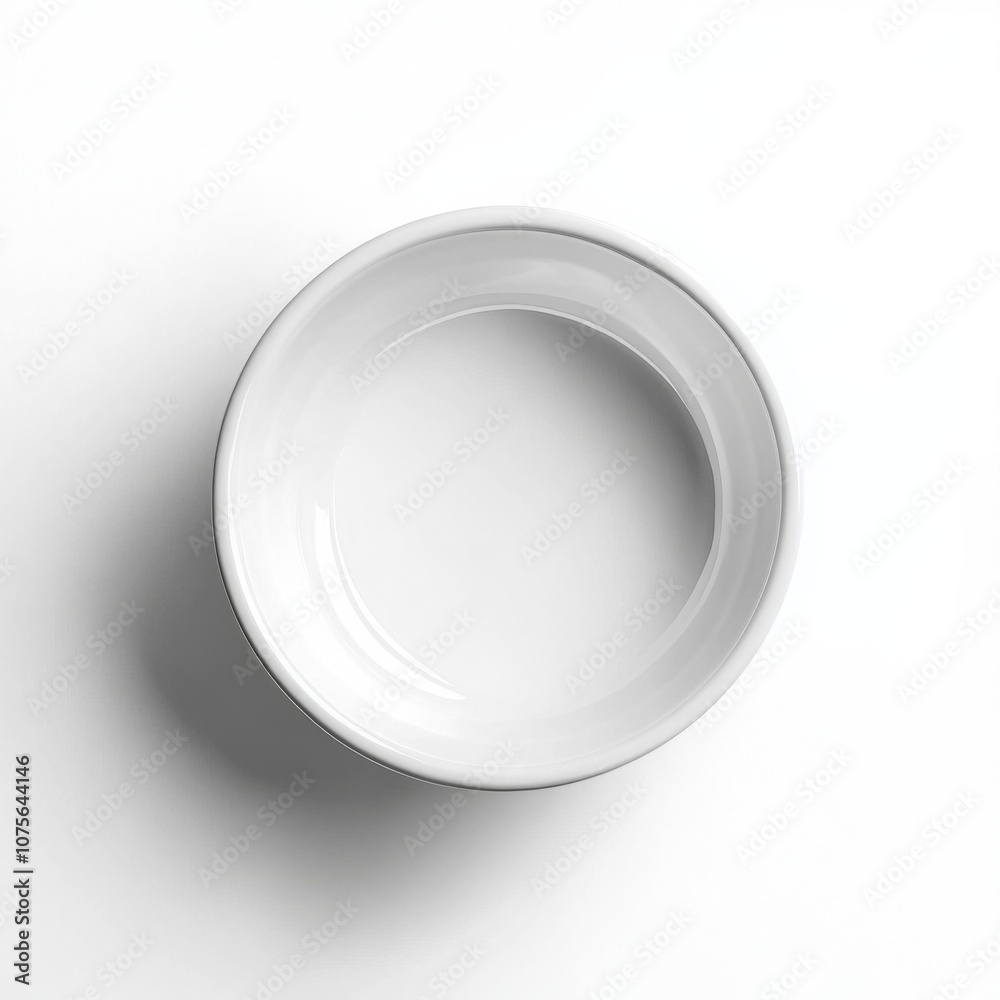 White ceramic cat water bowl on white background White ceramic cat water bowl on white background
