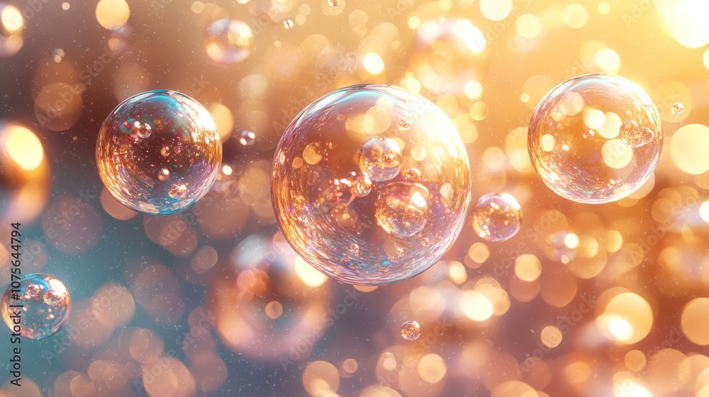 Glowing Bubbles in a Vibrant Abstract Scene Glowing Bubbles in a Vibrant Abstract Scene