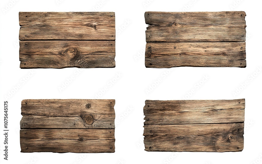 Four rustic wooden planks showcasing different textures, colors, and imperfections ideal for craft projects and interior design Four rustic wooden planks showcasing different textures, colors, and imperfections ideal for craft projects and interior design