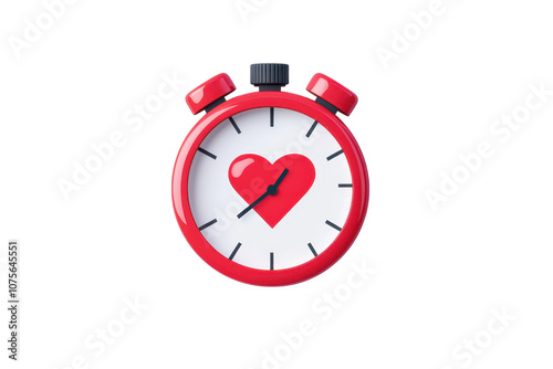 A red stopwatch with a heart symbol, indicating the theme of love and time. photo