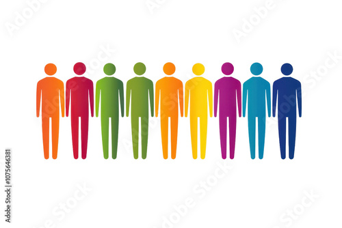 Wallpaper Mural A colorful lineup of stylized human figures, each represented in a different vibrant shade, showcasing diversity and unity. Torontodigital.ca