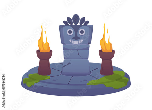 Ancient stone altar with image of ancient deity.