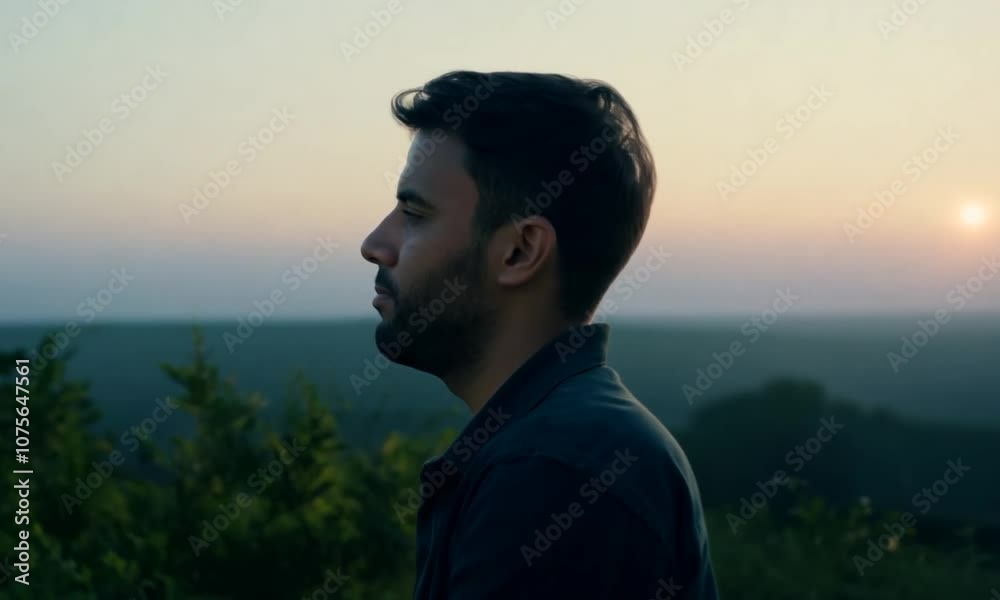 Thoughtful Portrait of a Man in Soft Sunrise Light

