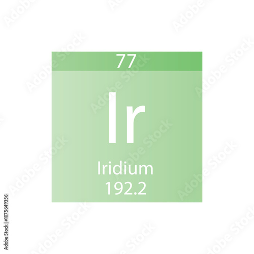 Ir Iridium Transition metal Chemical Element Periodic Table. Simple flat square vector illustration, simple clean style Icon with molar mass and atomic number for Lab, science or chemistry class.