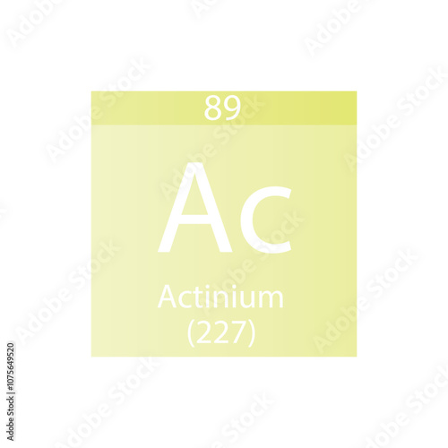 Ac Actinium Actinoid Chemical Element Periodic Table. Simple flat square vector illustration, simple clean style Icon with molar mass and atomic number for Lab, science or chemistry class.