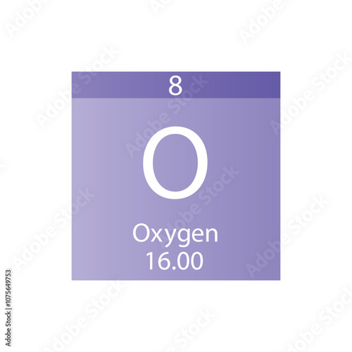 O Oxygen Non reactive metal Chemical Element Periodic Table. Simple flat square vector illustration, simple clean style Icon with molar mass and atomic number for Lab, science or chemistry class.