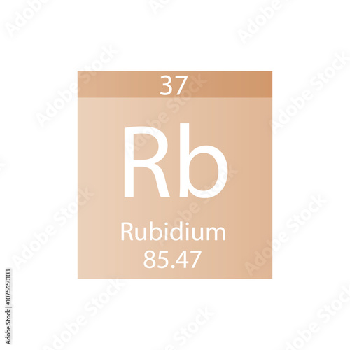Rb Rubidium Alkali metal Chemical Element Periodic Table. Simple flat square vector illustration, simple clean style Icon with molar mass and atomic number for Lab, science or chemistry class.