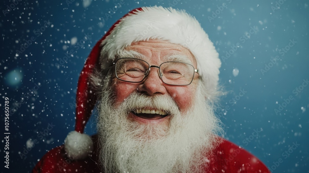 Happy man dressed as Santa Claus joyfully smiling Happy man dressed as Santa Claus joyfully smiling