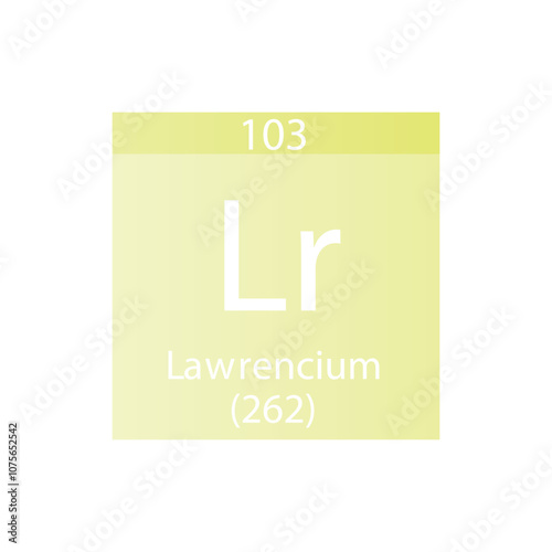 Lr Lawrencium Actinoid Chemical Element Periodic Table. Simple flat square vector illustration, simple clean style Icon with molar mass and atomic number for Lab, science or chemistry class.