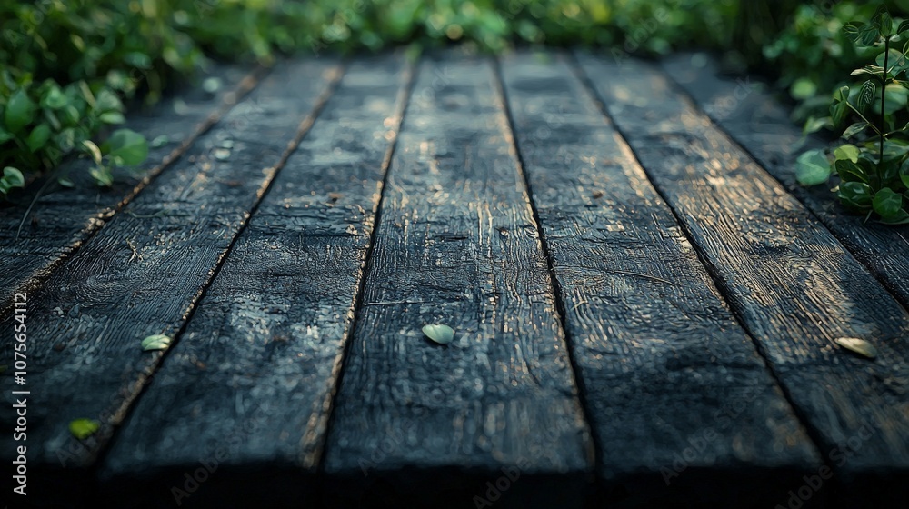A wooden pathway surrounded by greenery, evoking a serene outdoor atmosphere. A wooden pathway surrounded by greenery, evoking a serene outdoor atmosphere.