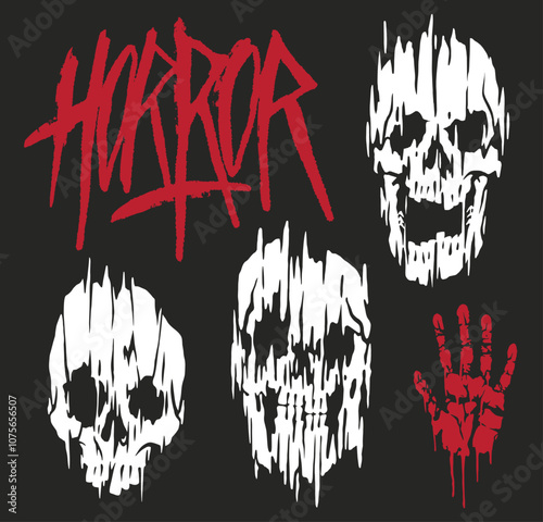Creepy skull and hand designs for horror themes