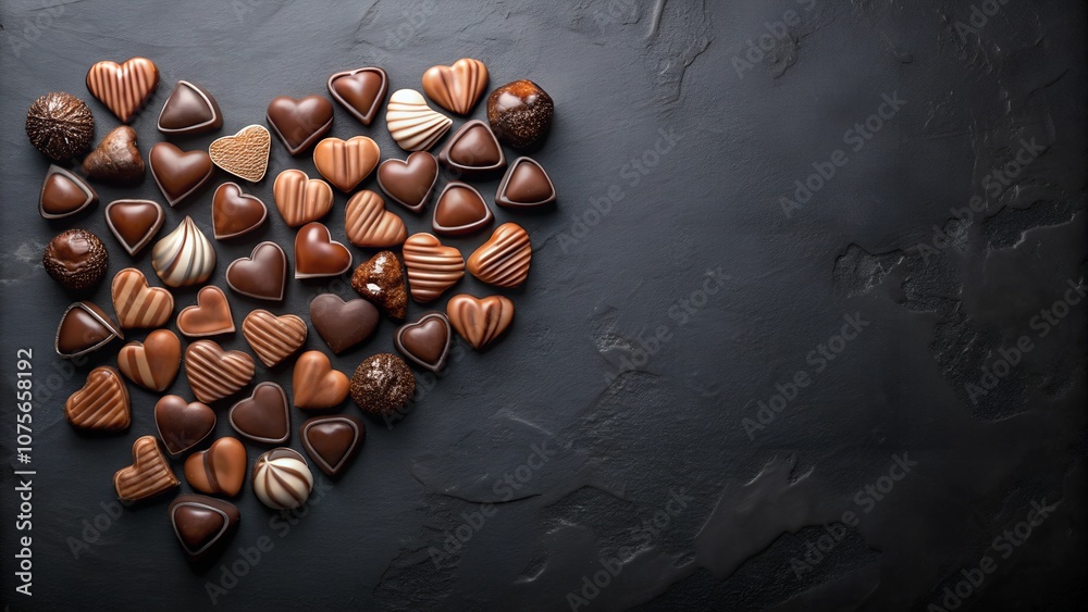 heart shaped chocolates on a wooden background