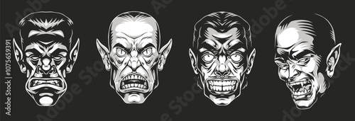 Gothic horror characters with varied expressions