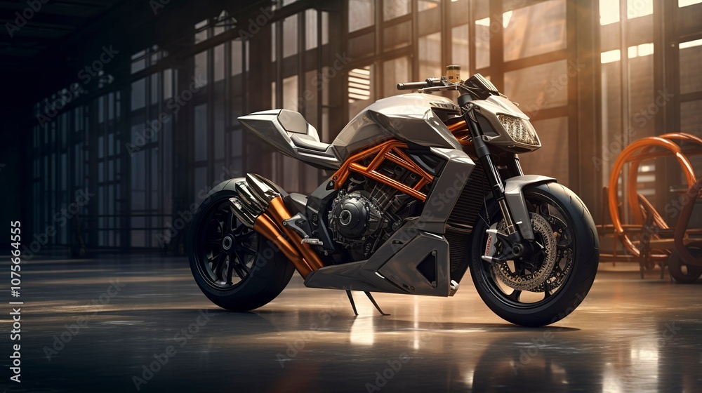 A photo of a sleek and modern composition with a bike A photo of a sleek and modern composition with a bike