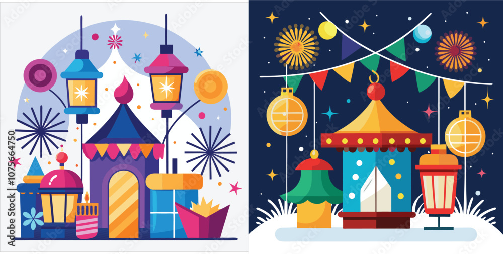 Fototapeta premium Happy new year, Vector White background illustration, Generative Ai,