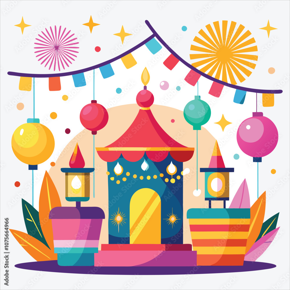 Fototapeta premium Happy new year, Vector White background illustration, Generative Ai,