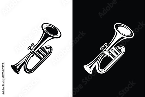 Musical instrument trumpet icon isolated vector icon illustration on white background.