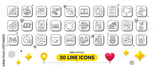 Difficult stress, Dog competition and Medical cleaning line icons pack. 3d design elements. Voicemail, Money profit, Sim card web icon. 360 degree, Report document, Last minute pictogram. Vector