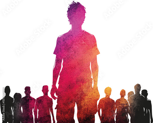 Silhouette boys, bullying, social issues, problems. Boys teams, gangs. Leaders and supremacy