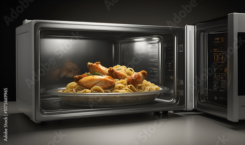 Warming food in microwave: flavorful pasta and chicken