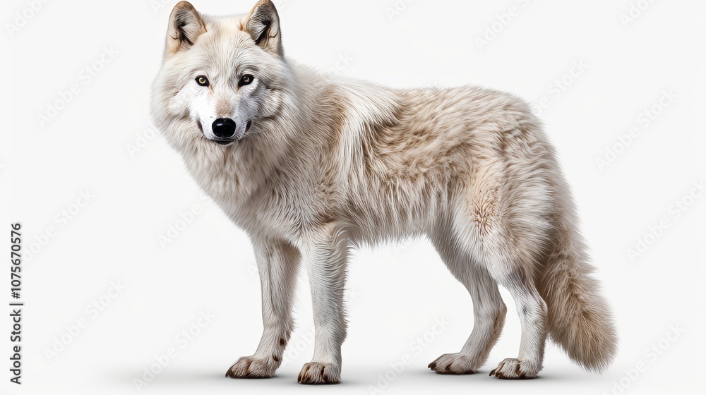 Fototapeta premium Arctic wolf png image for wildlife designs, arctic themed projects, and nature illustrations
