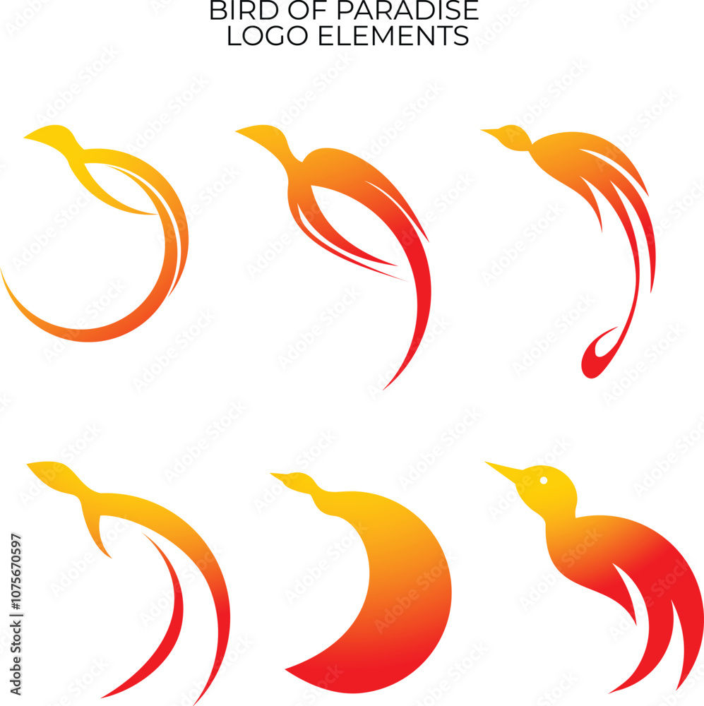 Fototapeta premium Bird of Paradise vector Icons