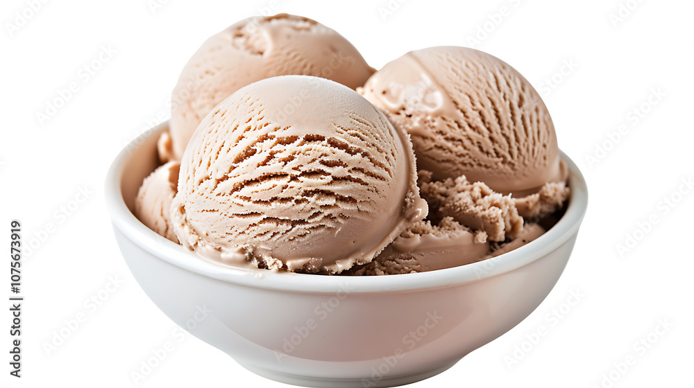 Three Scoops of Rich Brown Coffee Ice Cream in a Waffle Cone, Topped with Chocolate Drizzle and Sprinkles for a Perfect Sweet Treat Three Scoops of Rich Brown Coffee Ice Cream in a Waffle Cone, Topped with Chocolate Drizzle and Sprinkles for a Perfect Sweet Treat