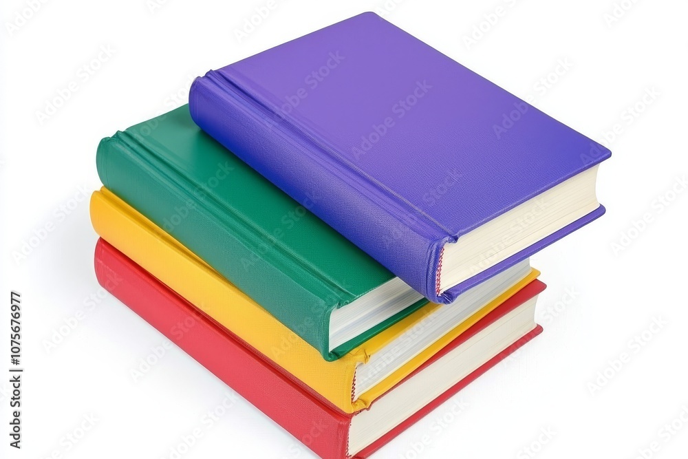 Colorful books arranged in a circle on a white background Colorful books arranged in a circle on a white background