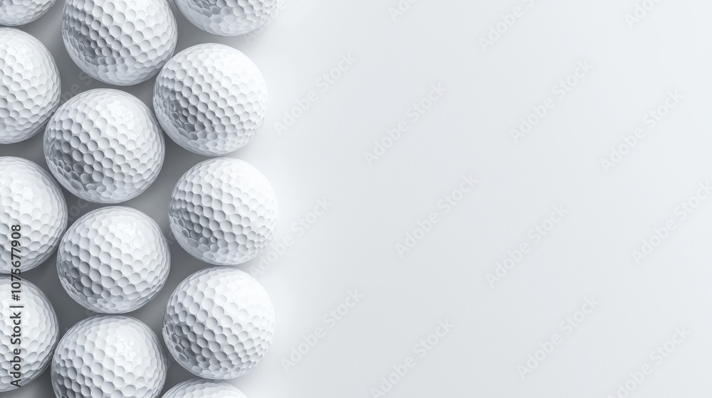 Isolated on white background, a pile of golf balls with copy space Isolated on white background, a pile of golf balls with copy space