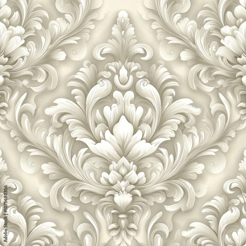 The background of the image is an abstract damask seamless pattern in pale colors, derived from AI The background of the image is an abstract damask seamless pattern in pale colors, derived from AI