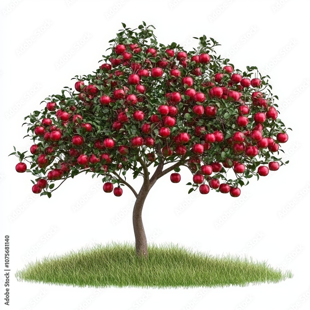 Isolated apple tree on white background, generative AI Isolated apple tree on white background, generative AI