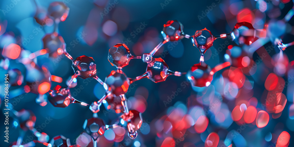 Red Molecular Structure Close-Up, Abstract Chemistry Visualization
Red Molecular Structure Close-Up, Abstract Chemistry Visualization