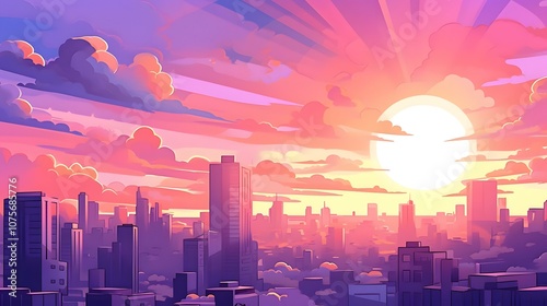 Sunset Sky, sity skyline