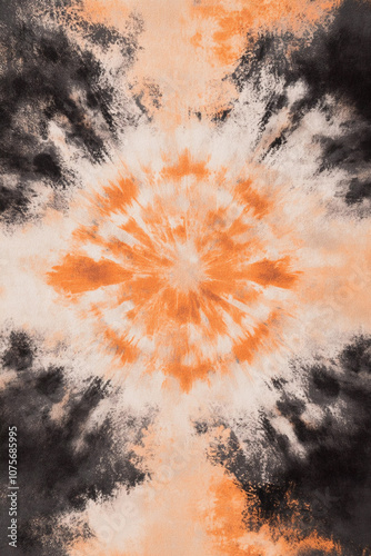 Black and orange tie dye pattern.