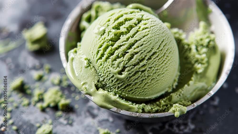 A scoop of matcha green tea ice cream inspired by the energy and balance of the electroweak theory.