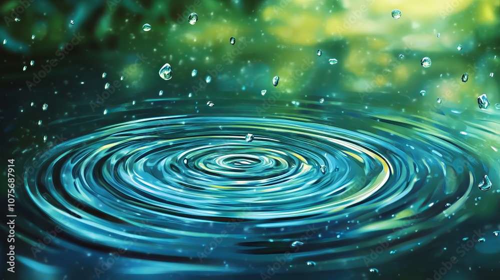 A 3D depiction of heavy rain, with falling water droplets creating visible ripples as they hit the ground. The rainfall effect appears intense, with a blurred background to simulate motion A 3D depiction of heavy rain, with falling water droplets creating visible ripples as they hit the ground. The rainfall effect appears intense, with a blurred background to simulate motion