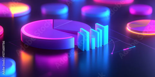 Template de infográfico com gráficos de pizza coloridos