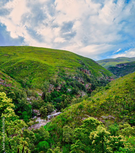 Langeberg Mountain gorge with Tradouwrivier, Suurbraak, Western Cape, South Africa photo