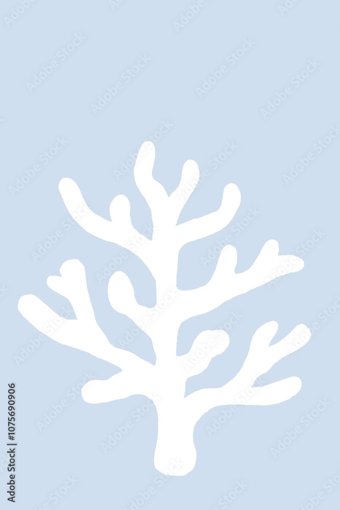 White Algae Plant on Blue Background Minimalism Botany White Algae Plant on Blue Background Minimalism Botany