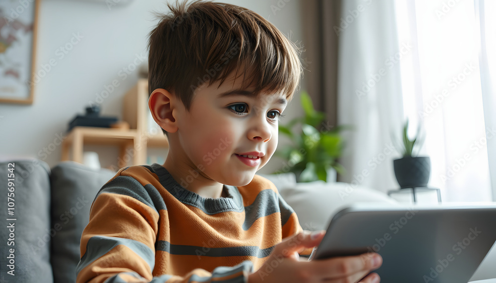 Little boy video chatting with psychologist at home, closeup isolated with white highlights, png Little boy video chatting with psychologist at home, closeup isolated with white highlights, png