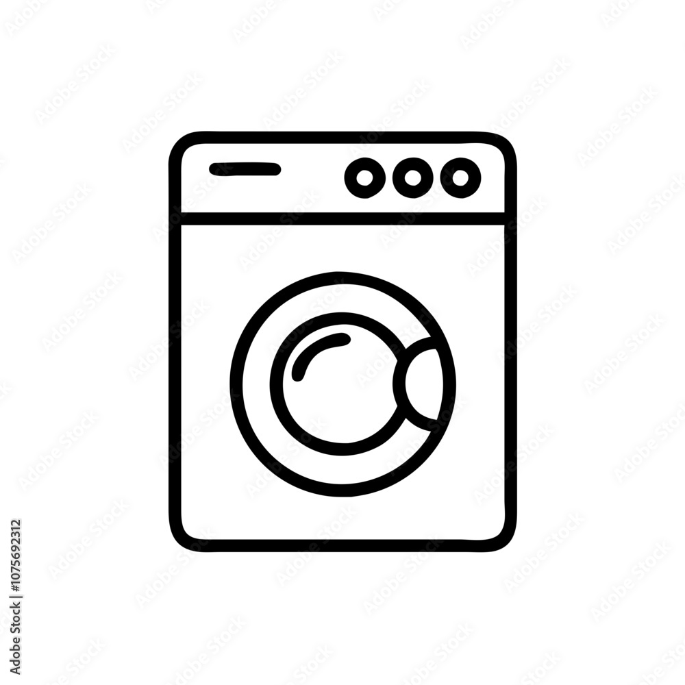 Washing machine icon outline with round door design Washing machine icon outline with round door design