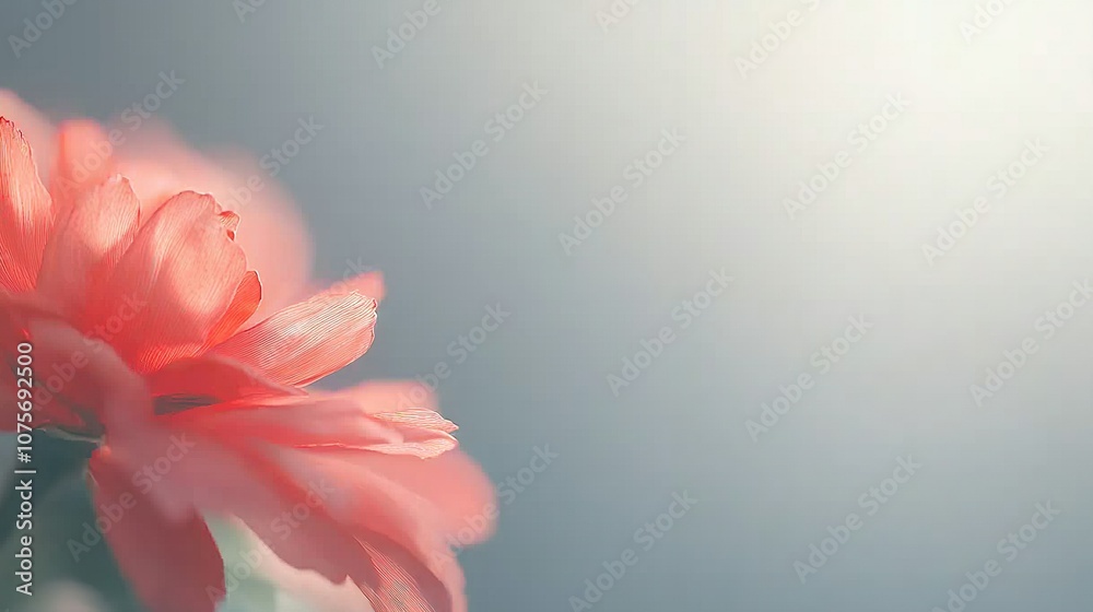 A close-up of a pink flower with a blue sky in the background, and a blurred background of the flower A close-up of a pink flower with a blue sky in the background, and a blurred background of the flower