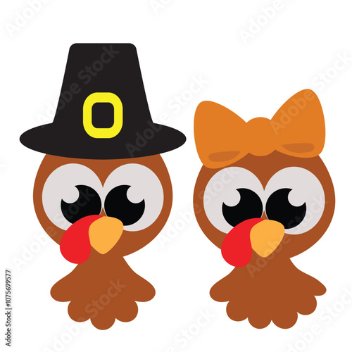 Cute thanksgiving turkey vector cartoon illustration