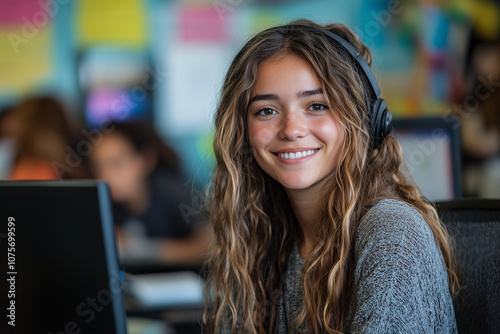 A teacher conducts an engaging online class with students actively participating in a vibrant virtual learning environment