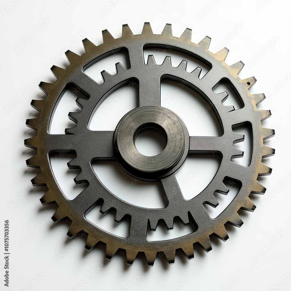 Metal gear wheel spinning rotation isolated on white background Metal gear wheel spinning rotation isolated on white background