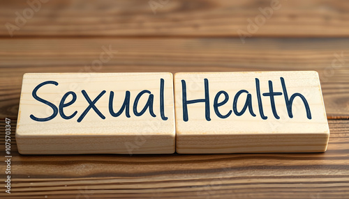 Sexual health word written on wood block. Sexual health text on table, concept with white shades, png photo