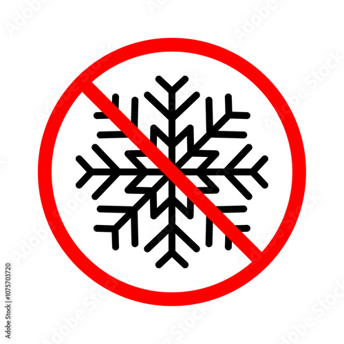 No frost symbol. Freezing is prohibited vector icon isolated on white background. Do not refrigerate sign. Editable stroke.