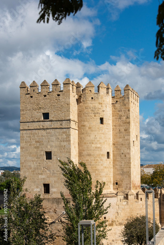 Exterior shots of the watchtower on the east side of the Roman bridge in Cordoba, Spain. photo